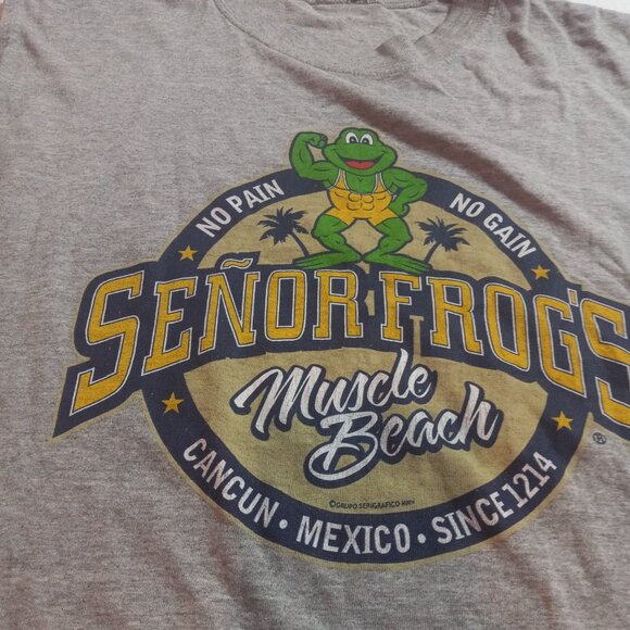 Senor Frogs Mens XL Muscle Tank Top Shirt Gray Muscle Beach Cancun Mexico - Picture 3 of 7